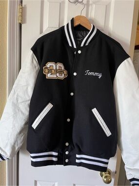 Black & White Varsity Bomber Jacket